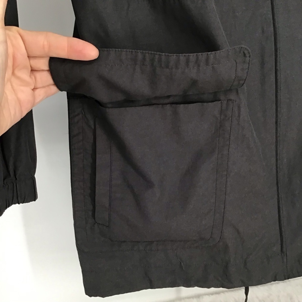 Eileen Fisher Light Weight Stand Collar Long Windbreaker Jacket Charcoal Size XS - Picture 7 of 10